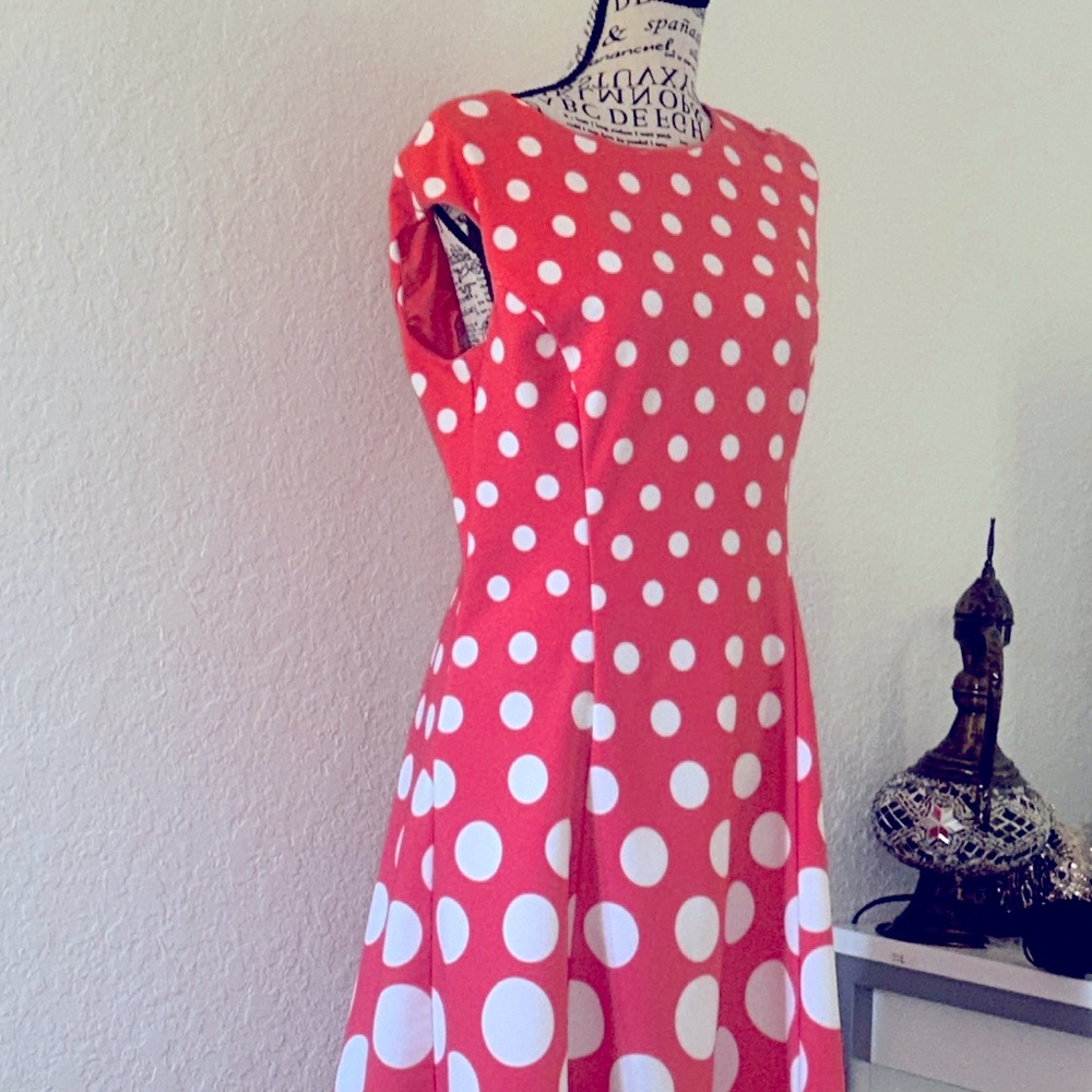 Preowned London Times Pink Polka Dot Dress size 10P - Picture 7 of 7